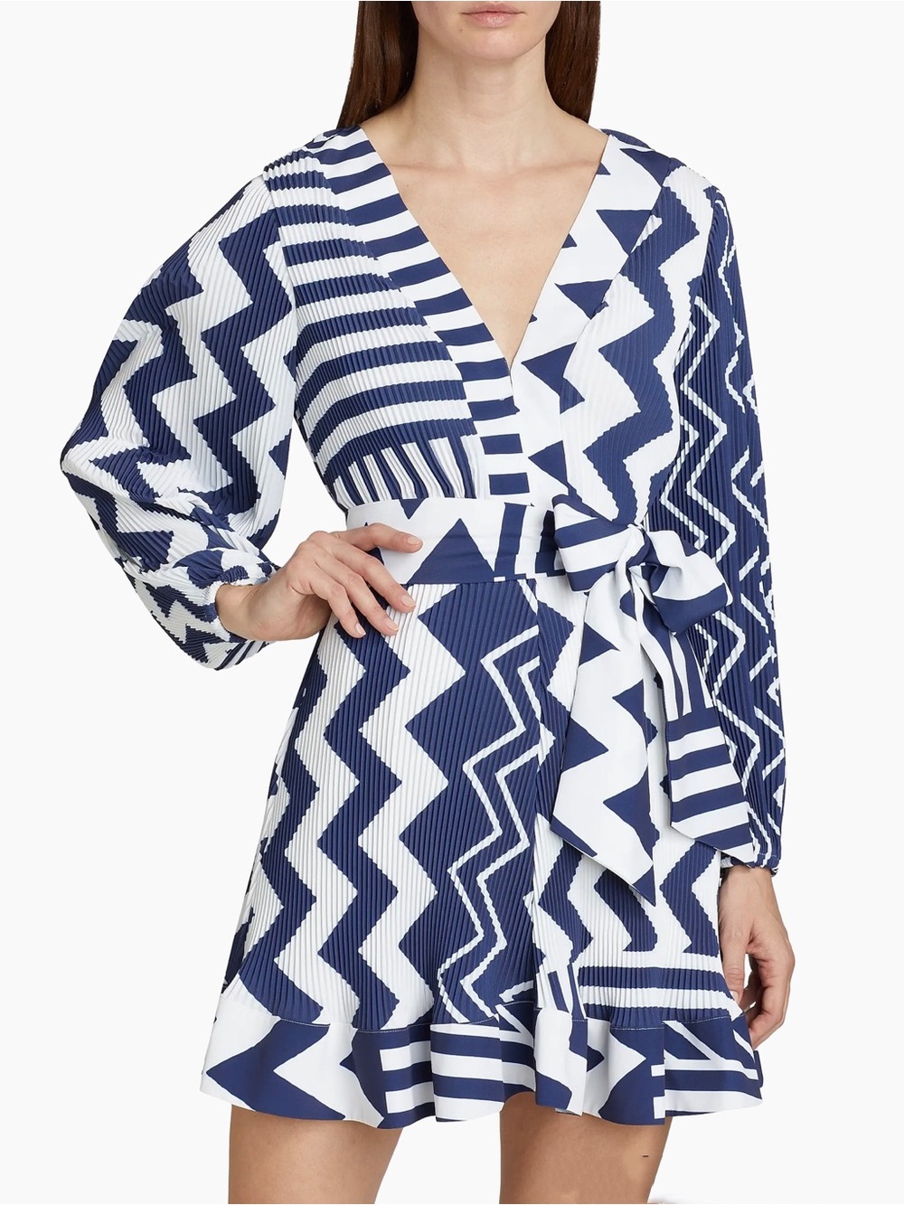 Milly Liv Patchwork Chevron Pleated Dress size 0